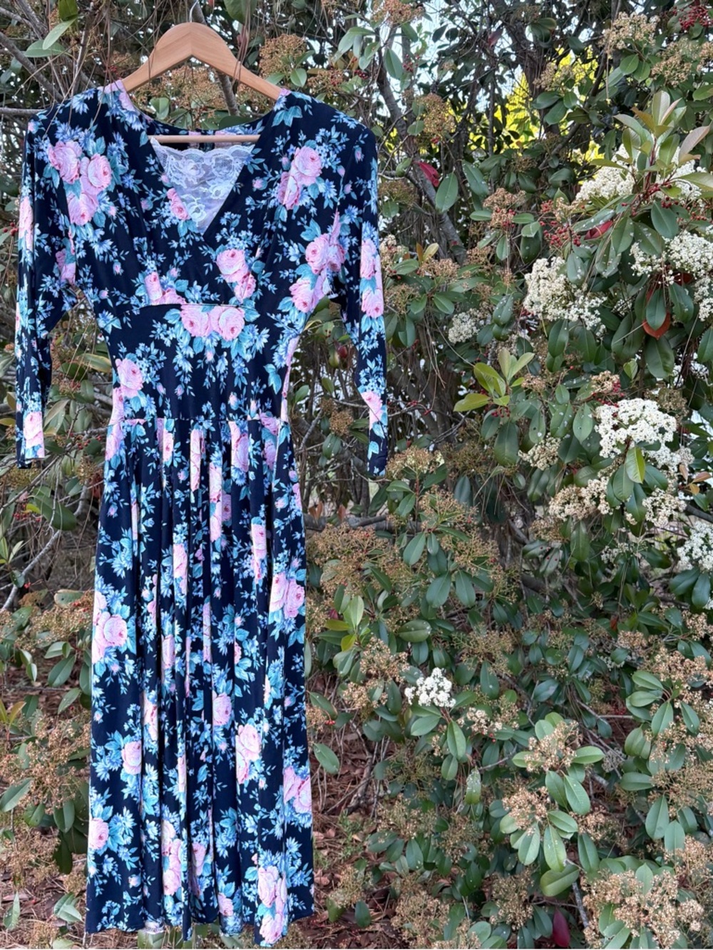 All‎ That Jazz VTG Floral MIDI Prairie Dress Empire Waist XS Cottagecore - Picture 3 of 11
